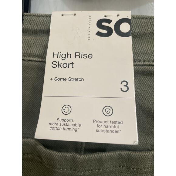 Juniors’ So High Rise Mini Skort Size 3/26W Green Zipper Button 2 Pocket Stretch - Picture 3 of 5